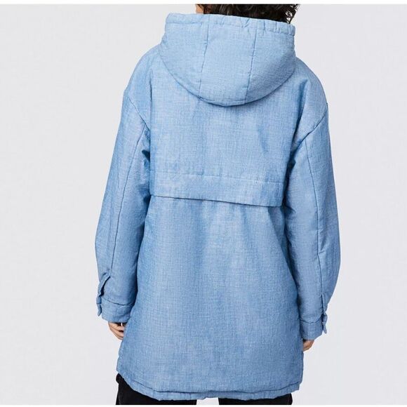 Bernie Bernardo Out And About Hooded Cotton Denim Jacket size S Oversized Blue - Picture 2 of 14